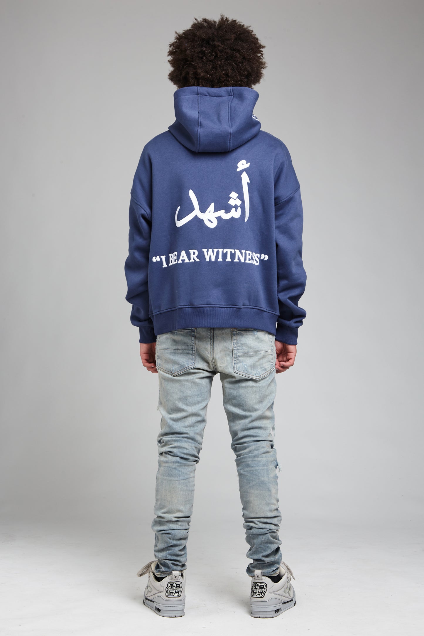 “I Bear Witness” Oversized Blue Hoodie