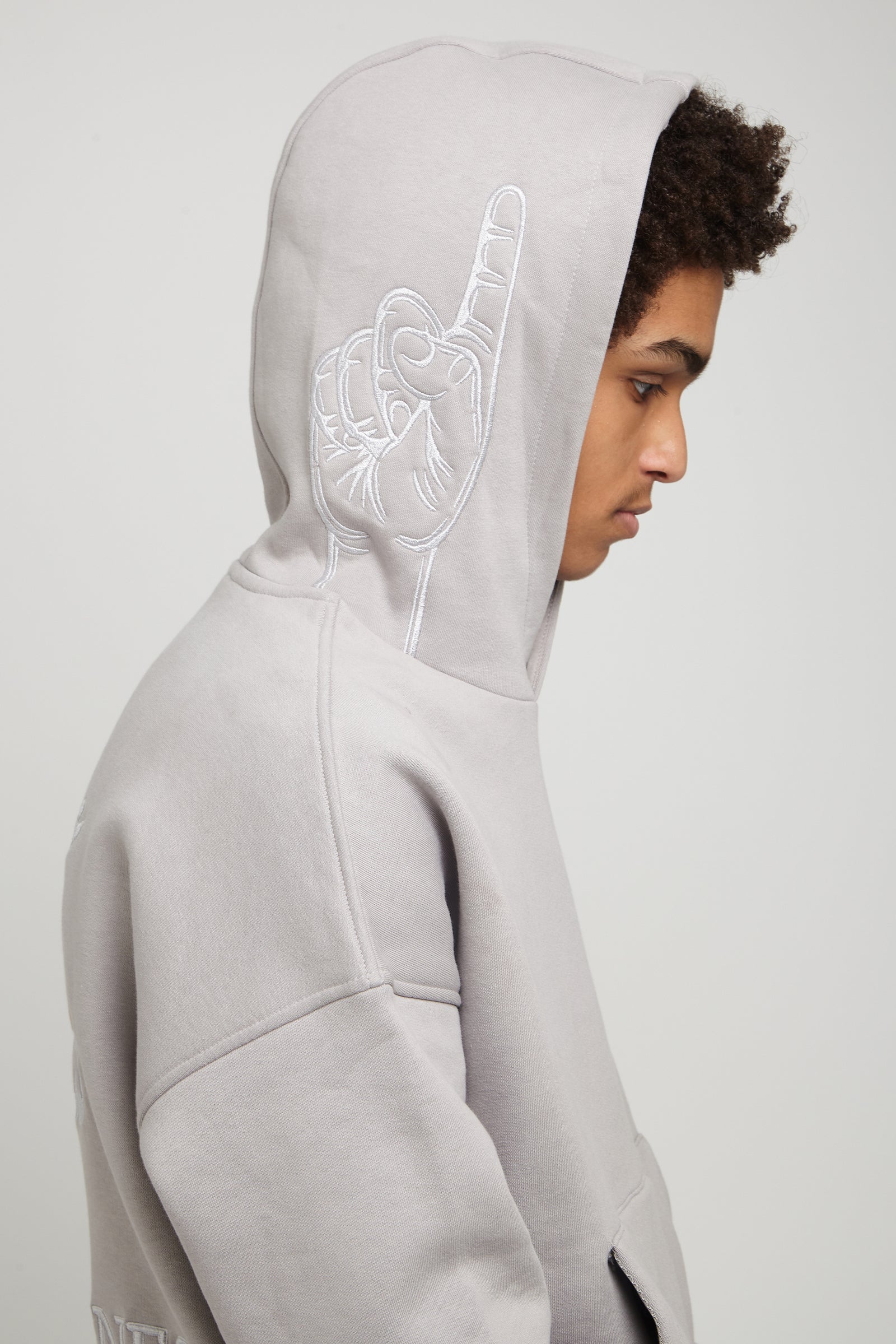 Ash-Hadu Essential Grey hoodie — hood detail