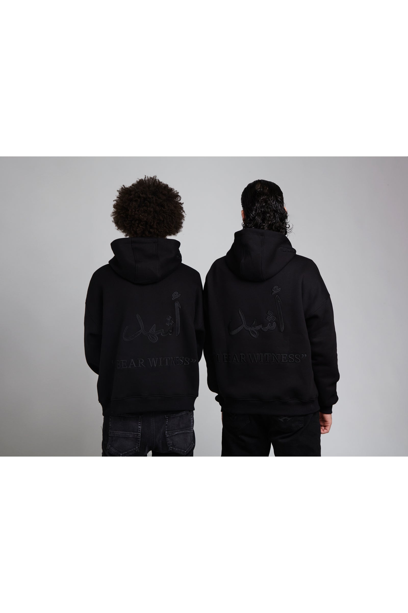 Ash-Hadu Triple Black hoodie — three-quarter view