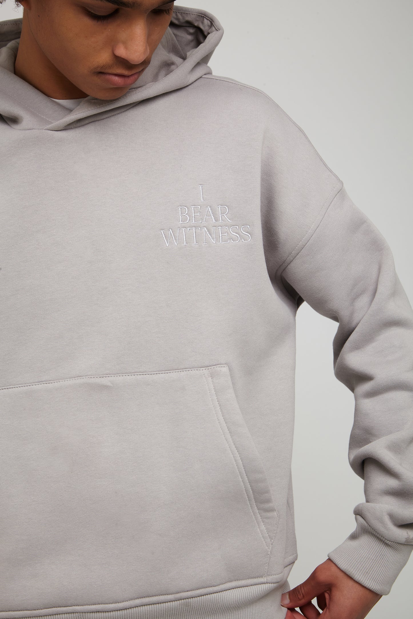 “I Bear Witness” Oversized Grey Hoodie