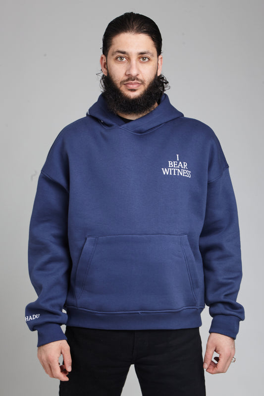 “I Bear Witness” Oversized Blue Hoodie