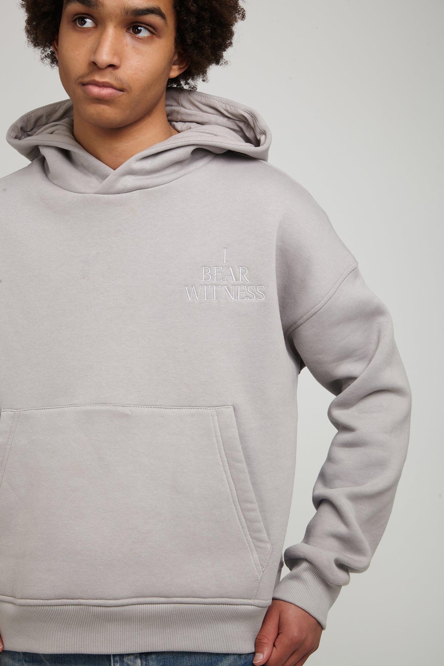 “I Bear Witness” Oversized Grey Hoodie