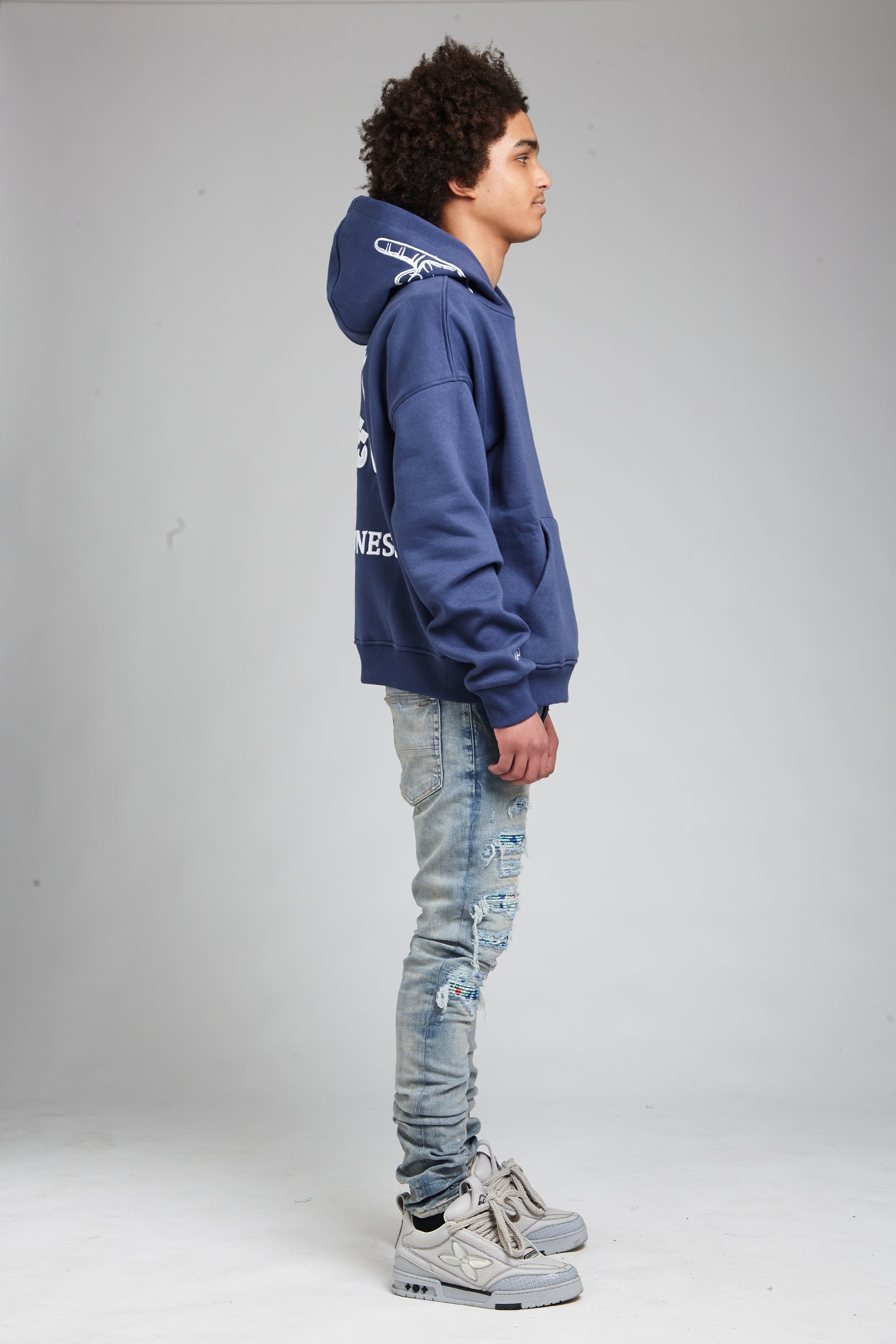 “I Bear Witness” Oversized Blue Hoodie