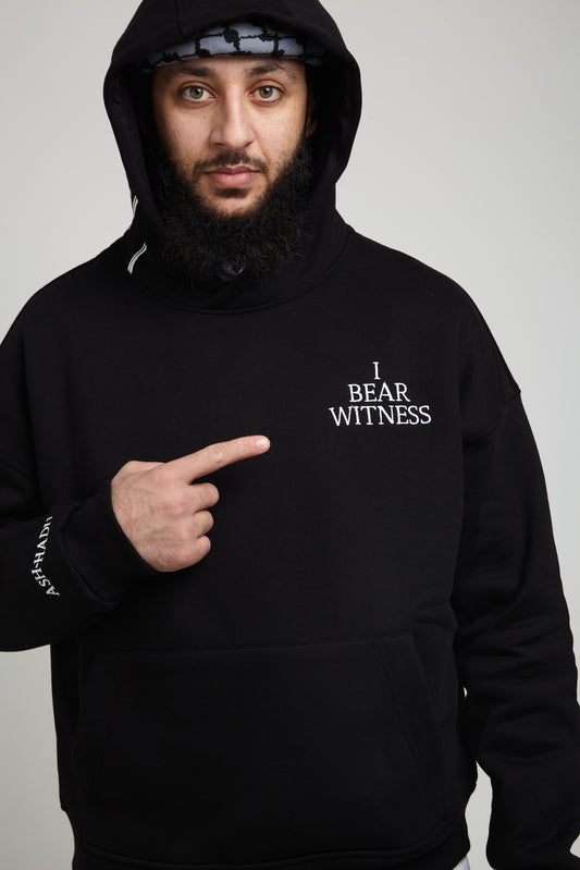 “I Bear Witness” Oversized Black Hoodie