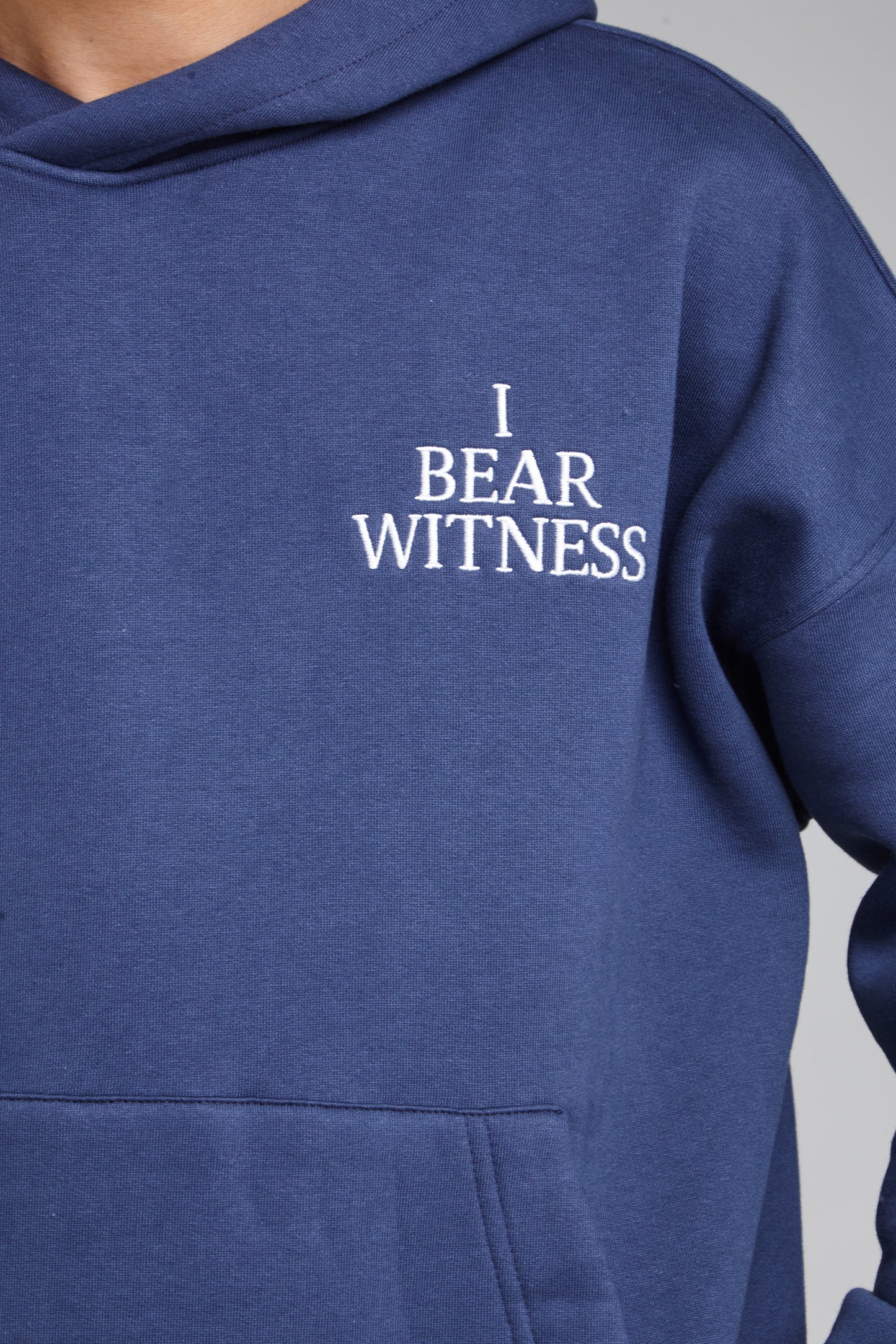 “I Bear Witness” Oversized Blue Hoodie